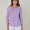 AB14132 Ditsy Floral Pintuck 3/4 Sleeve Top