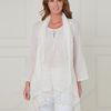 SC00330 Embroidered Layered Lace Blouse with Scarf Detail ^
