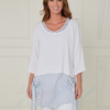 SC00989 Layered Polka Dot Blouse with Knit Overlay ^