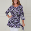 AB13998 Abstract Animal Print Ruched Tunic Top