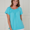 SC03753 Shirred Neck Relaxed-Fit Blouse