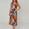 SC00390 Bold Floral Sleeveless Midi Dress ^
