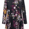 VJLT15876 Black Floral Long Sleeve Tunic
