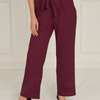 VLTR04956 Ladies Textured Belted Wide-Leg Trousers