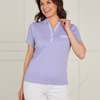 VLT13456 Soft Touch Polo Tee – Floral Trim Detail