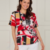 VLT14279 Bold Floral Geometric Print Top