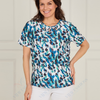 VLT16943 Abstract Print Keyhole Neck Top