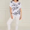 VLT12241 Abstract Floral Print Casual Tee