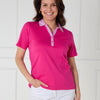 VLT13453 Ladies short sleeve stipe collar detail polo tee