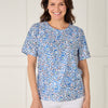 VLT16944 Floral Burst Printed Casual Top