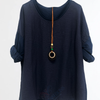 VJLIT1660 Crinkled Long Sleeve Relaxed Blouse