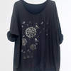 VJLIT1653 Foil Dandelion Print Relaxed-Fit Top