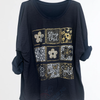 VJLIT1658 Graphic Foil Print Long Sleeve Casual Top