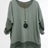 VJLIT1650 Long Sleeve Crochet Hem Boho Blouse