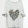 VJLIT1652 Foil Floral Heart Print Relaxed Top